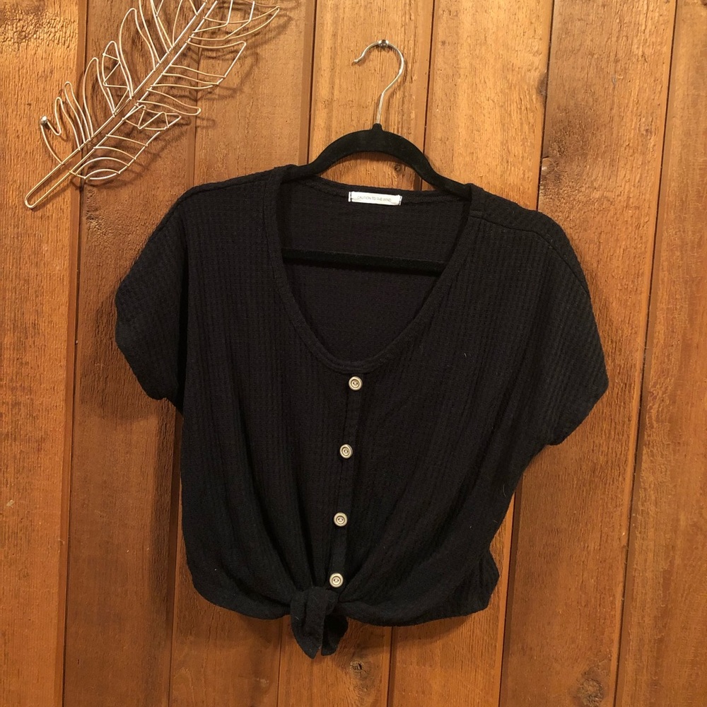 Black Tie Front Crop Top